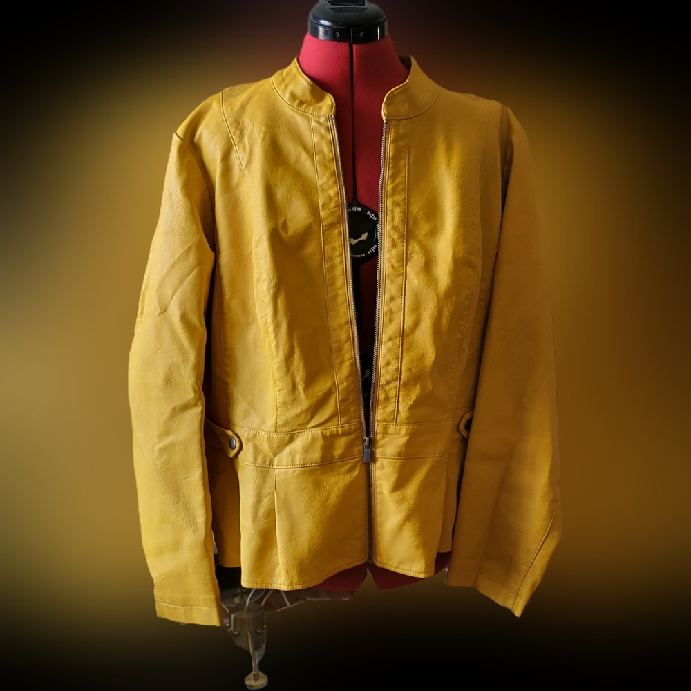 Baccini Mustard Leather Like Jacket